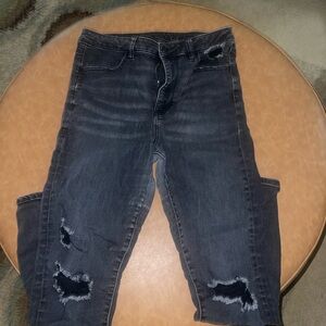 Distressed Black Denim Jeans